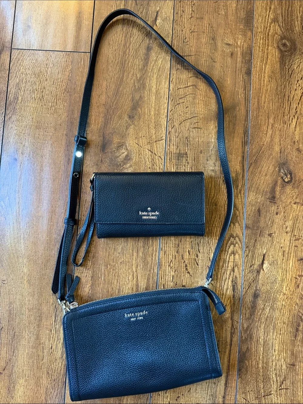 kate spade Black Leather Crossbody and Wallet Set